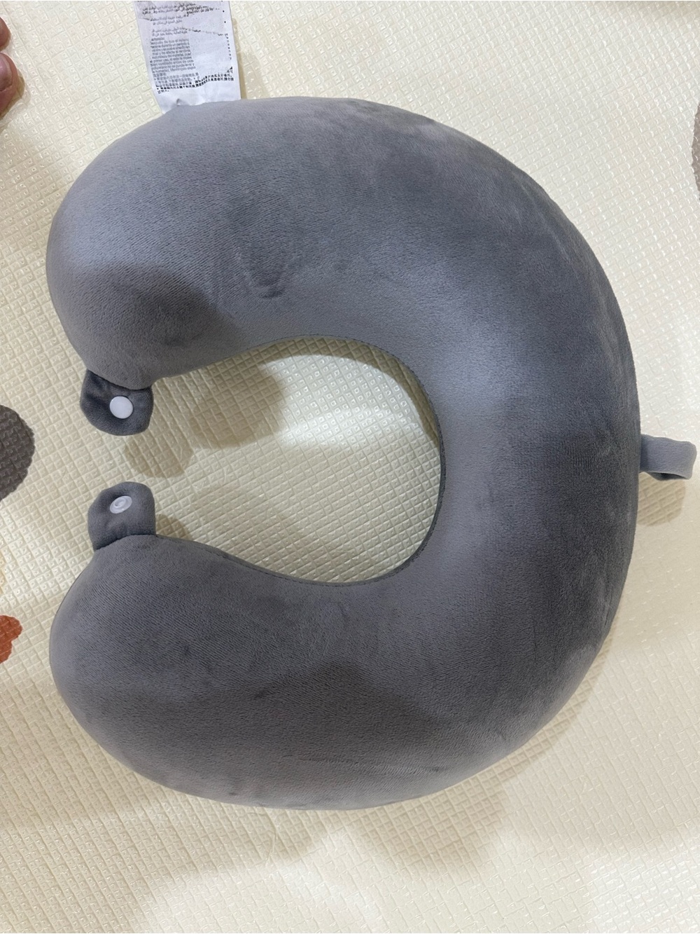 Plush Gray Travel Neck Pillow - Unbranded